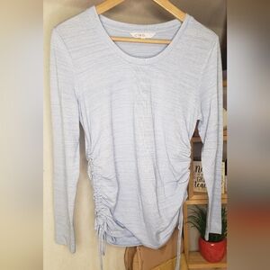 Cleo Light Blue Ruched Long Sleeve Top